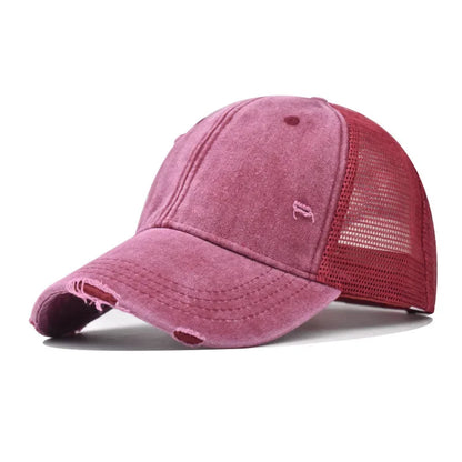Vintage Washed Mesh Baseball Cap – Unisex UV Protection Hat