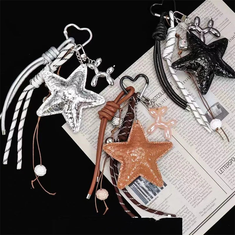 Starfish & Balloon Dog Charm Keychain – Braided Rope Bag Pendant