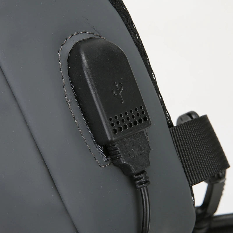 Men's Nylon Crossbody Chest Bag with USB Charging Port