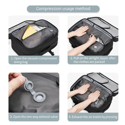 Vacuum Compression Travel Backpack – 17" Laptop, Large Capacity, Hiking & Business