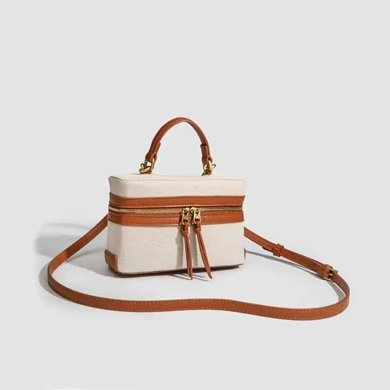 Mini Box Crossbody Bag – Designer Canvas Chain Shoulder Purse for Women