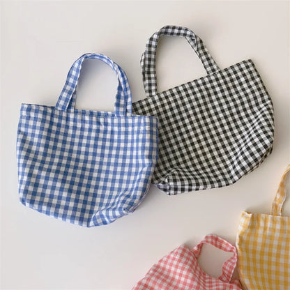 Women's Plaid Tote Bag – Small Retro Shoulder Purse Bento Handbag