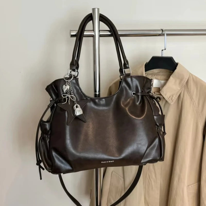 Large Capacity Tote Bag – Retro Shoulder & Crossbody Handbag