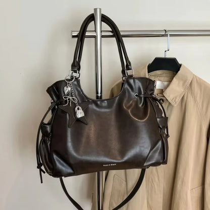 Large Capacity Tote Bag – Retro Shoulder & Crossbody Handbag