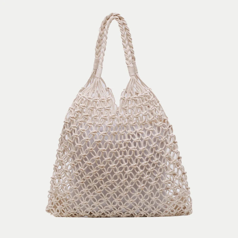 Straw Woven Beach Tote Bag – Large Hollow-Out Shoulder Handbag for Women