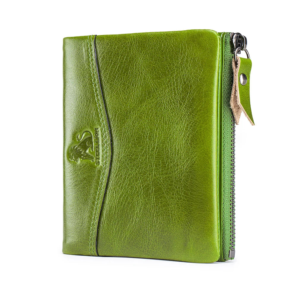 RFID Blocking Leather Wallet – Bifold with Card Slots & Zipper