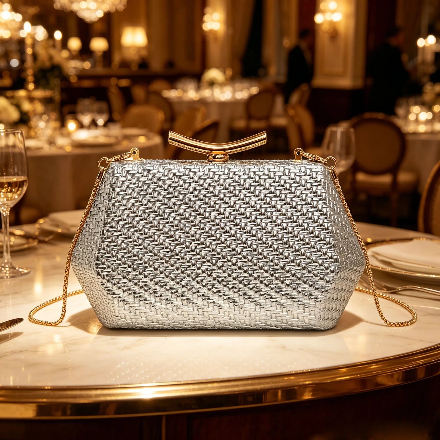 Woven Diamond Evening Bag for Women – Luxury Clutch Purse