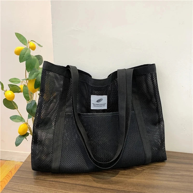 Mesh Tote Bag for Women – Large Beach & Shopping Shoulder Bag