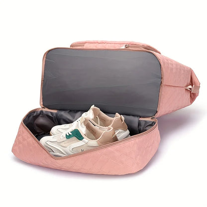 Large Capacity Gym Duffel Bag – Lightweight Argyle Weekend Travel Bag for Women