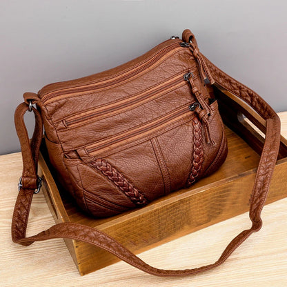 Soft PU Leather Crossbody Bag for Women – Lightweight Multi-Pocket Shoulder Purse