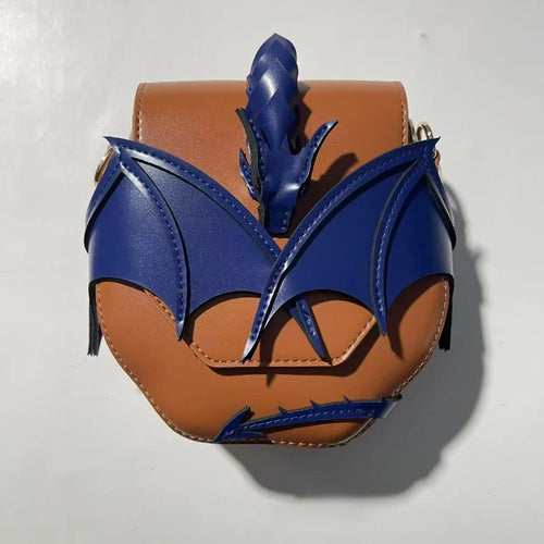 3d Dragon Wing Crossbody Bag Women Cool Pu Leather Saddle Contrast Color Creative Design Trend