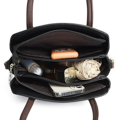 Luxury Leather Tote Bag for Women | 3-Layer Handbag