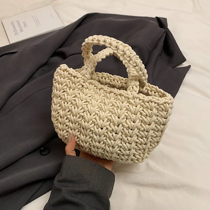 Hand-Woven Cotton Rope Bag – Women's Crochet Handbag