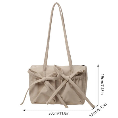 Bow Nylon Tote Bag for Women – Korean Style Shoulder Bag