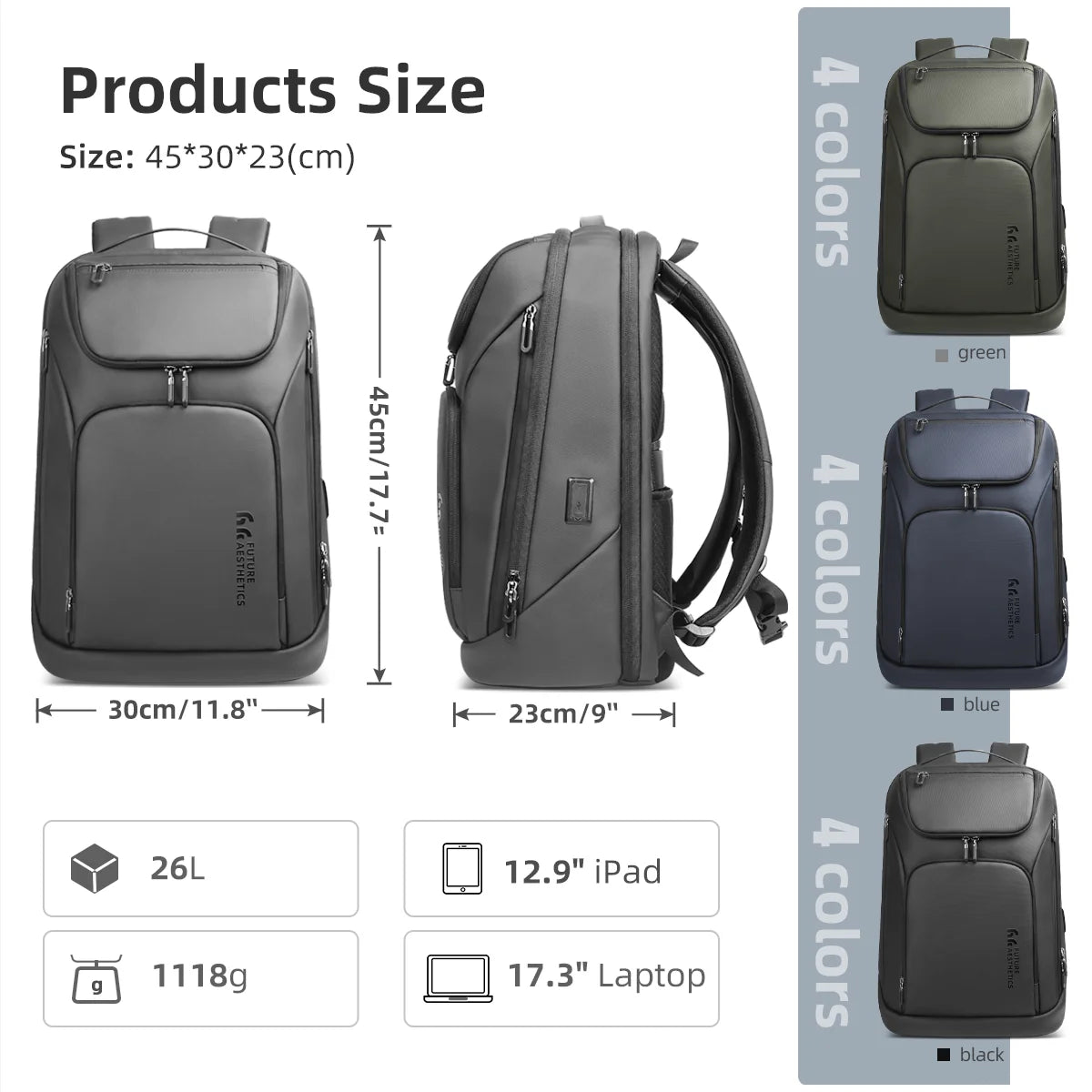 17-Inch Laptop Backpack for Men – Large Capacity Anti-Theft Travel & Business Weekender Bag