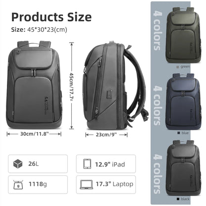 17-Inch Laptop Backpack for Men – Large Capacity Anti-Theft Travel & Business Weekender Bag