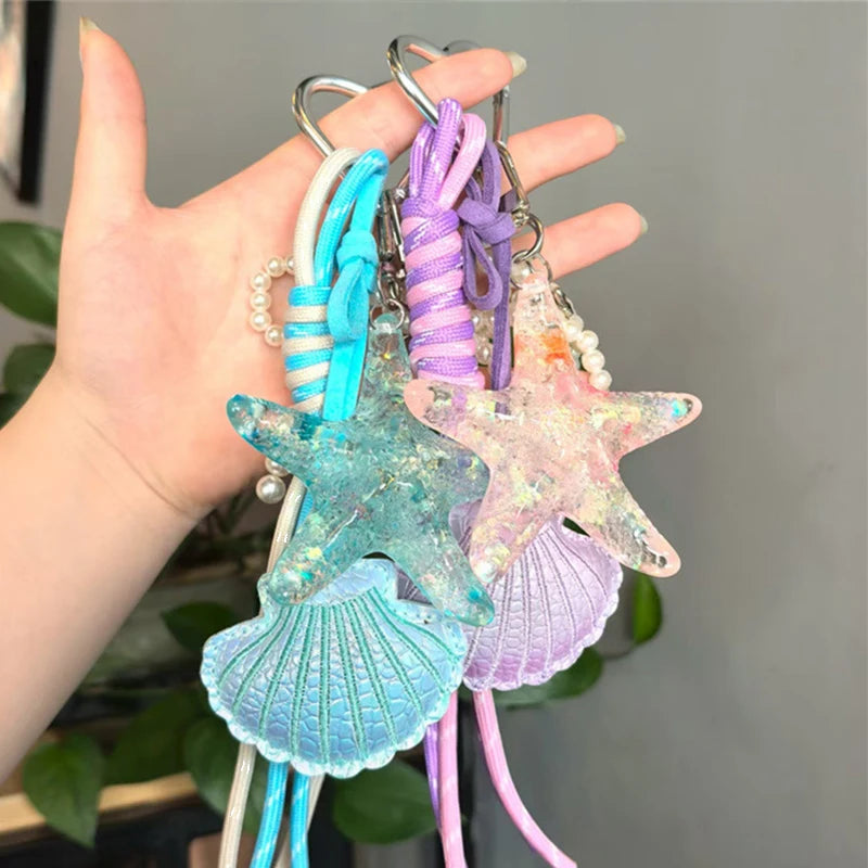 Ocean Starfish Beaded Keychain – Cute Bag Charm with Tassel