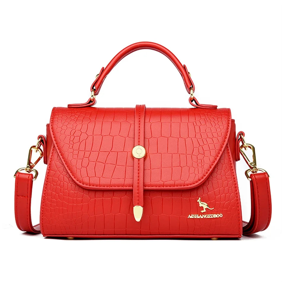 Crocodile Pattern Leather Crossbody Bag for Women