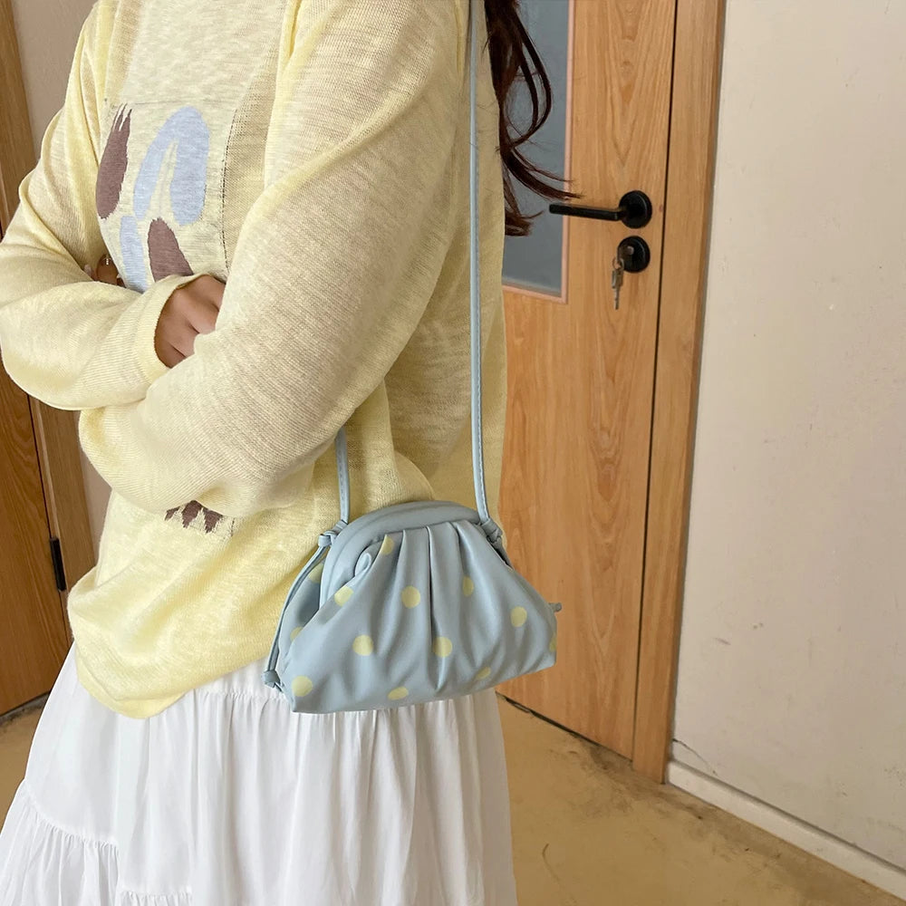 Polka Dot Mini Crossbody Bag – Cute Cloud Clutch Purse