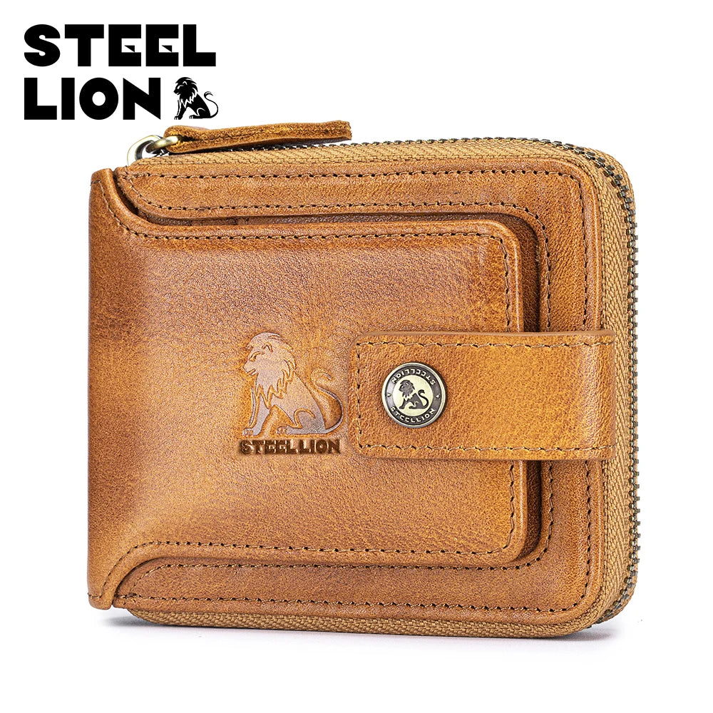 Leather Card Holder Wallet for Men, Zip-Around Cowhide Wallet