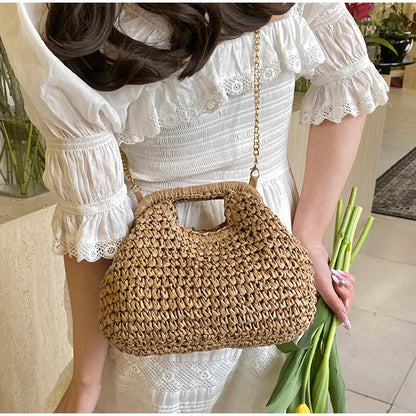 Raffia Crochet Beach Bag – Handmade Woven Clutch Handbag