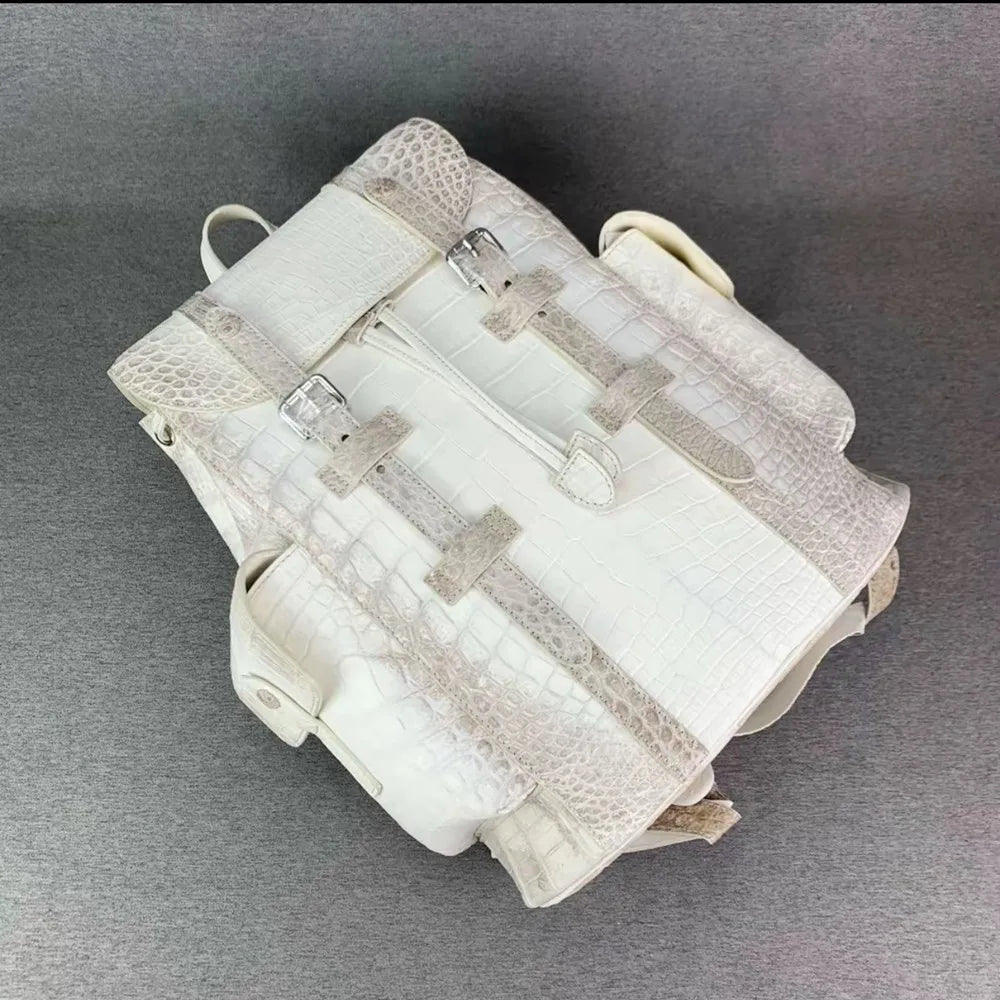 Himalayan White Crocodile Leather Luxury Backpack