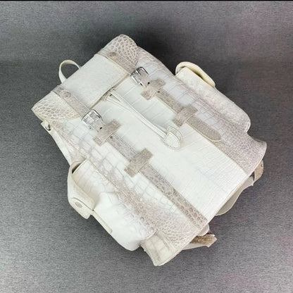 Himalayan White Crocodile Leather Luxury Backpack
