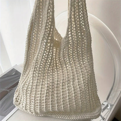 Bohemian Crochet Shoulder Bag – Large Capacity Woven Tote