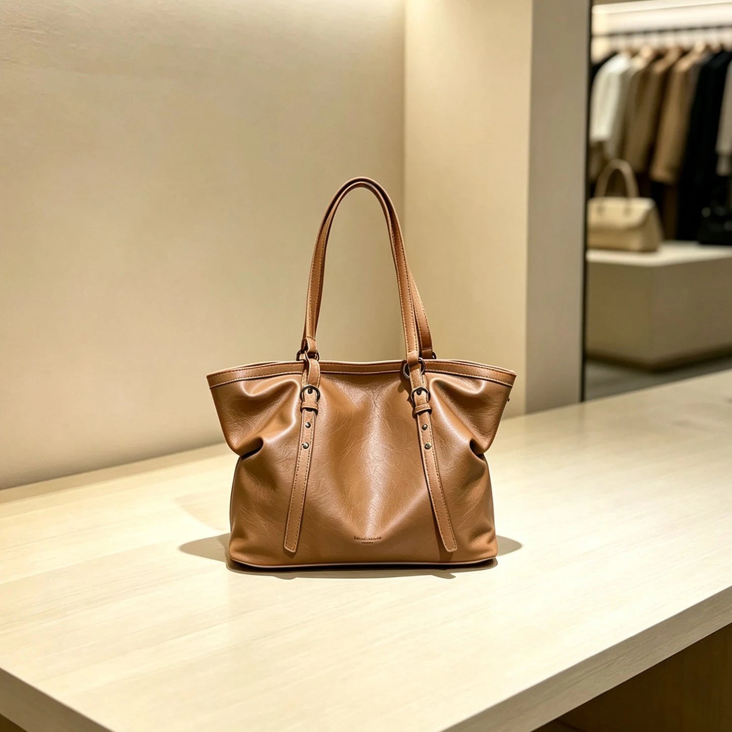 Moods Women Big Shoulder Tote Bags Soft Vegan Leather Solid Color Large Capacity Shoppers Latest