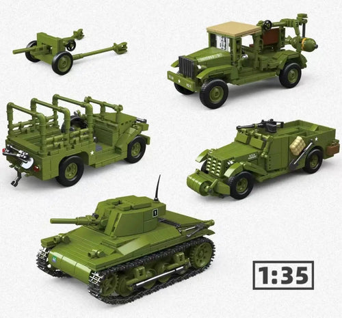 M3 Scout Car & Artillery Building Blocks Military MOC Set for Kids