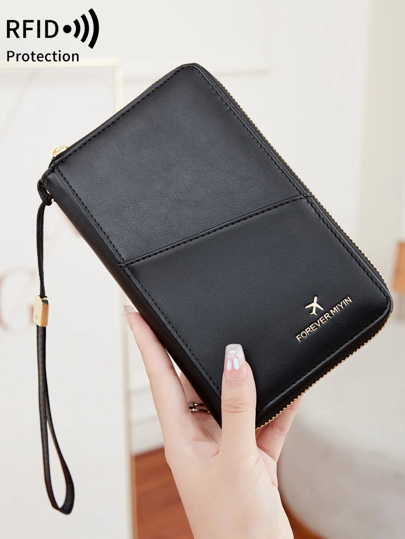 RFID Travel Passport Wallet with Card Slots & ID Window