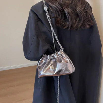 Y2K Crocodile Pattern Chain Shoulder Bag – Mini Crossbody Purse
