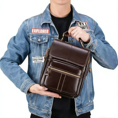 Genuine Leather Men's Crossbody Shoulder Bag – Vintage Style