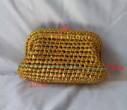 Metallic Crochet Clutch Bag – Woven Evening Purse