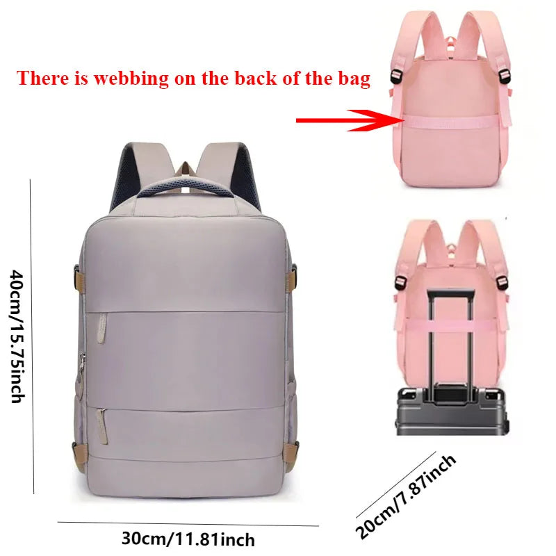 Large Capacity Travel Backpack with Luggage Strap for Women