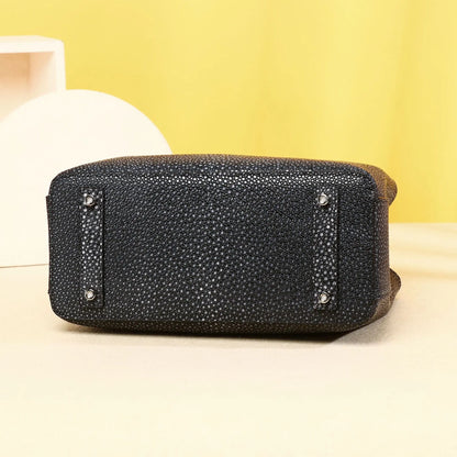 Genuine Leather Stingray-Texture Tote Bag for Women