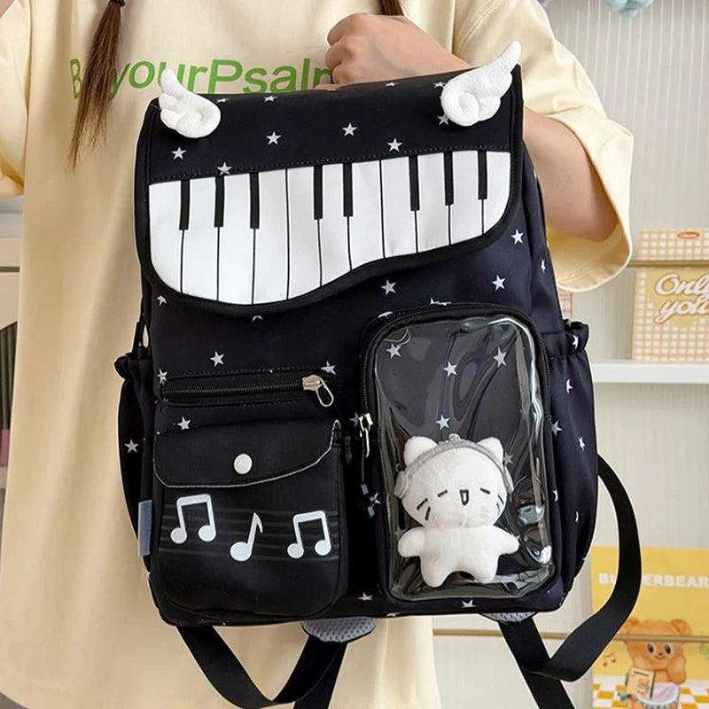Kawaii Piano Key Ita Backpack with Transparent Pocket