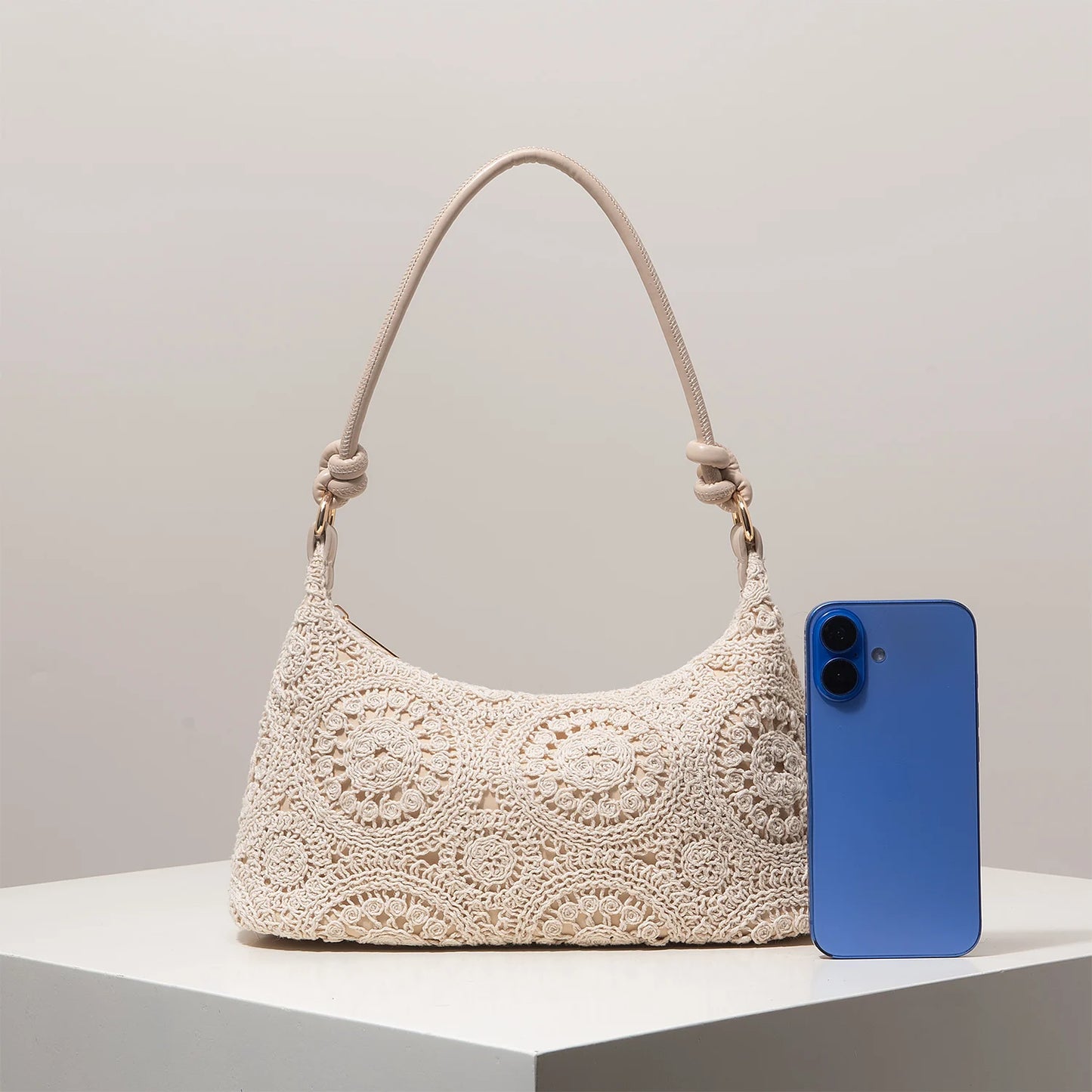 Boho Crochet Shoulder Bag – Floral Hollow-Out Summer Beach Bag
