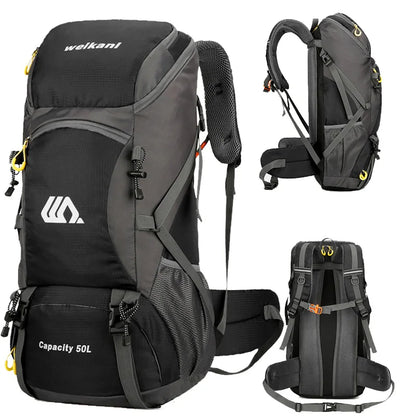 50L Hiking Backpack – Waterproof Travel Bag with Rain Cover
