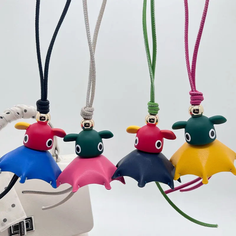 Hand-Woven Leather Fruit Bag Charm – Cute Keychain Pendant