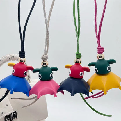 Hand-Woven Leather Fruit Bag Charm – Cute Keychain Pendant