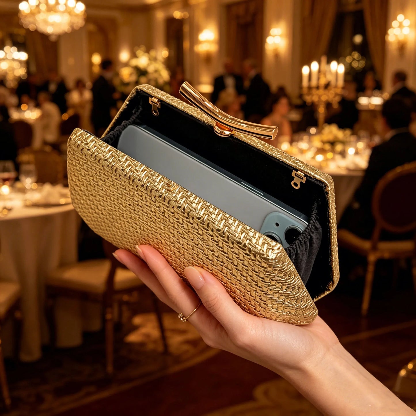 Woven Diamond Evening Bag for Women – Luxury Clutch Purse