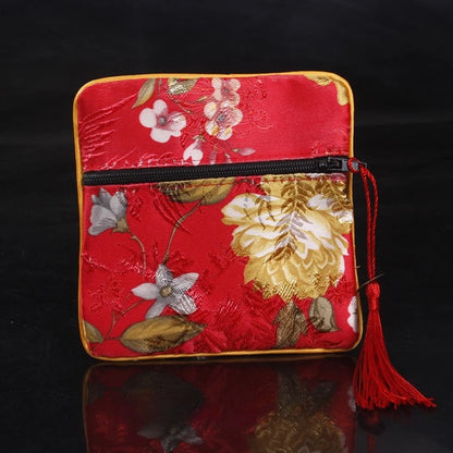 Embroidered Floral Coin Pouch – Chinese Style Jewelry Bag