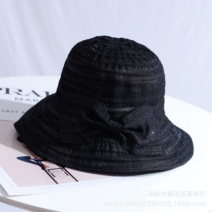 Women's Wide Brim Sun Hat with Bow – Foldable UV Protection