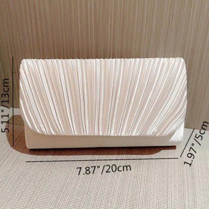 Satin Evening Clutch Bag for Women – Pleated Rhinestone Wedding Purse