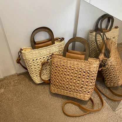 Straw Woven Tote Bag – Women's Summer Beach Shoulder Bag