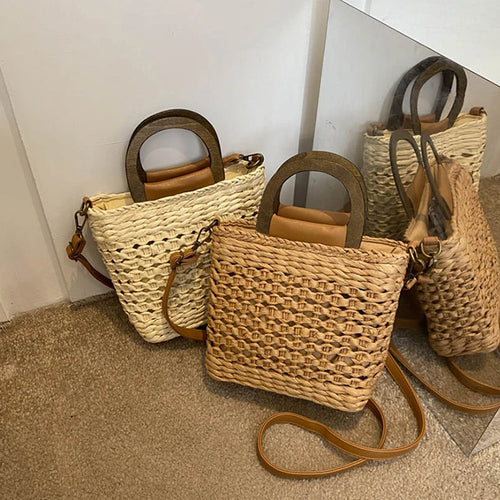 Straw Woven Tote Bag – Women's Summer Beach Shoulder Bag