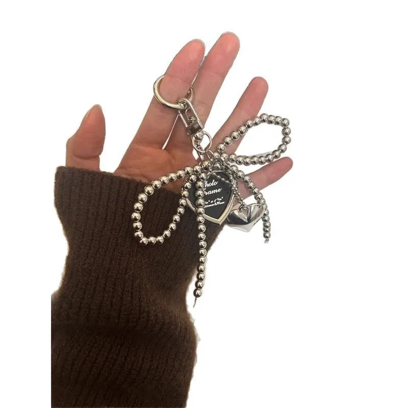 Pearl Bow Heart Keychain – Korean Style Bag Charm Pendant