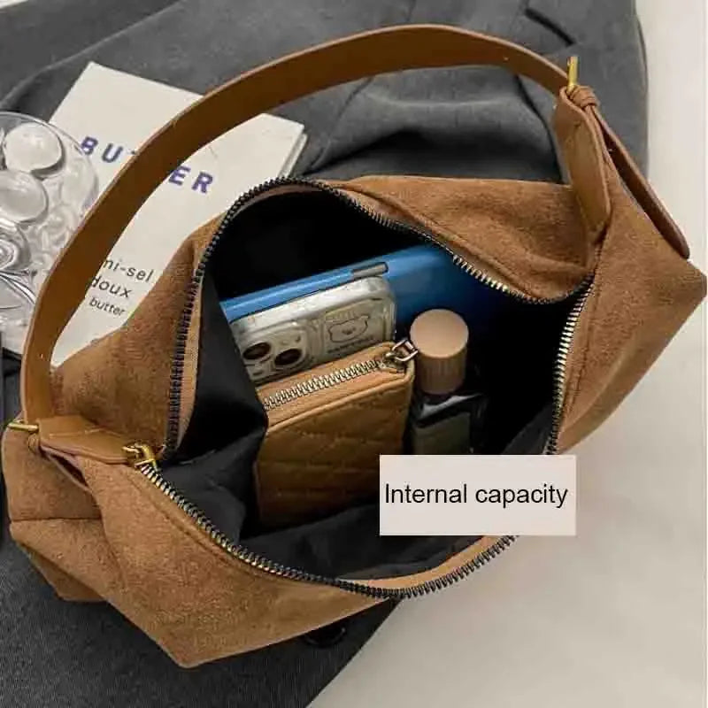 Suede Shoulder Bag for Women – Luxury Velvet Crossbody Clutch Purse