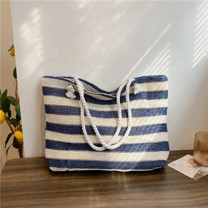 Large Straw Beach Tote Bag – Women's Summer Shoulder Bag